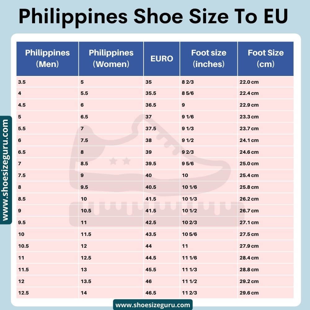 Philippines shoe size to EU